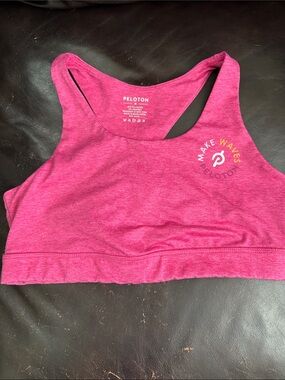 Peloton Women's Magenta Racerback Sports Bra with 'Make Waves' Logo